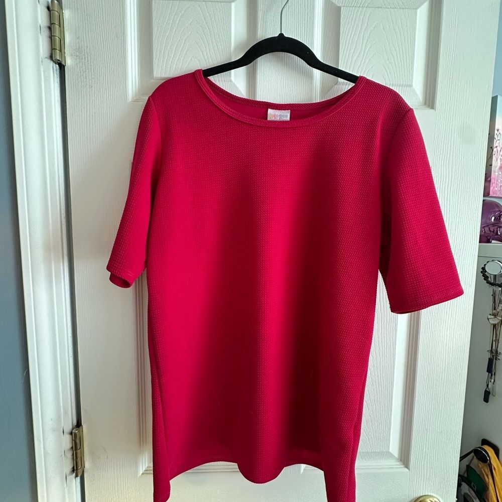 LuLaRoe Vibrant Hot Pink Short Sleeve Top - Size 2X
